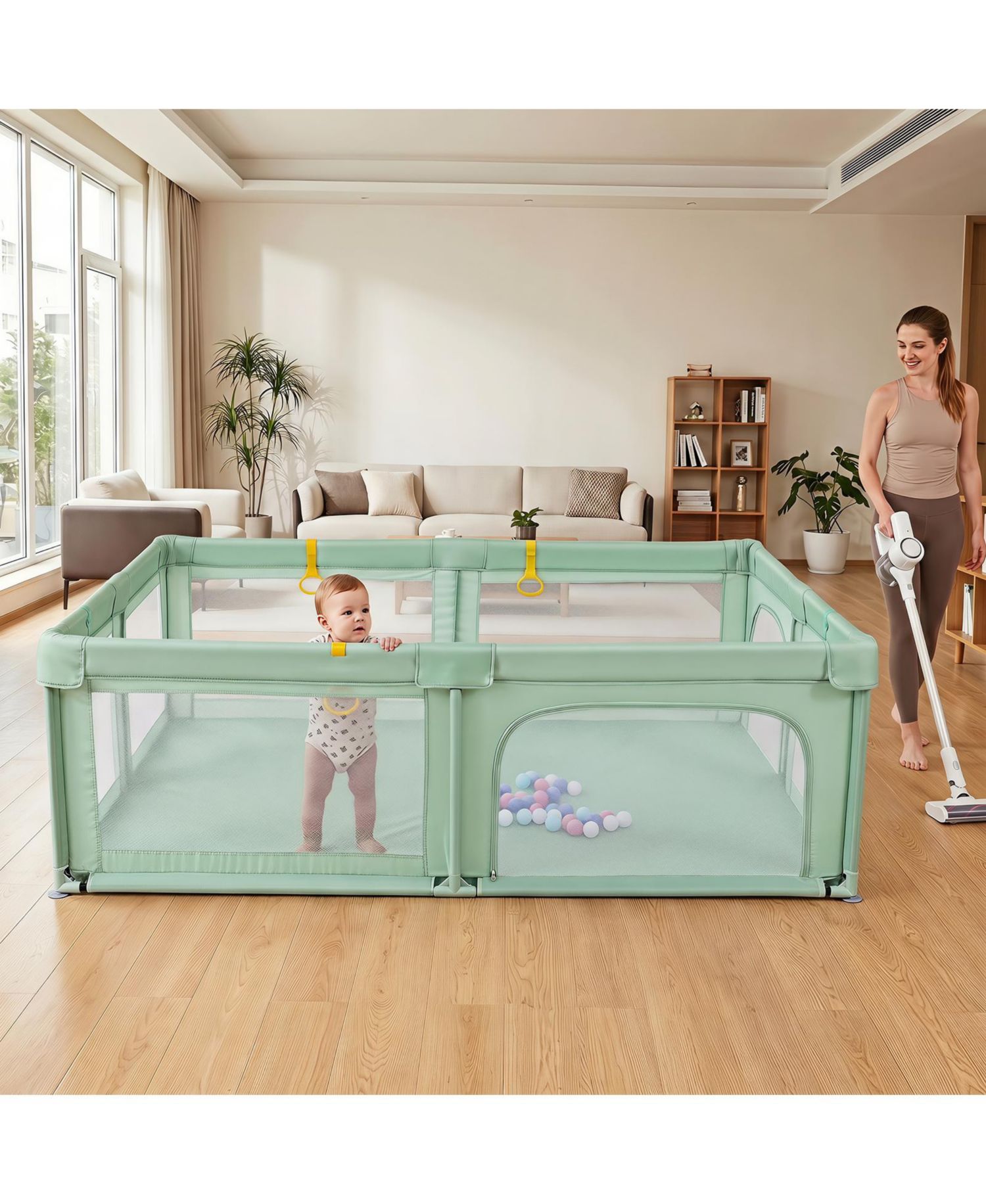 Large Portable Baby Playpen with 50 Ocean Balls