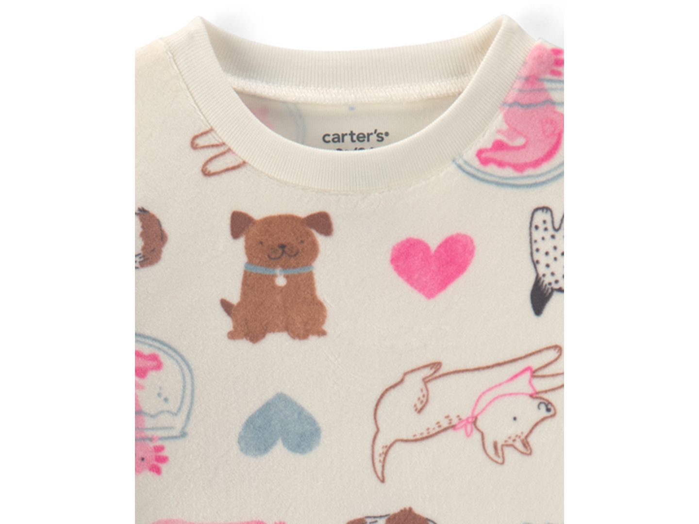 Детская пижама Carter's DreamPlush с сердечками, топ и брюки, 2 предмета, 2T-5T, цвет: Кремовый — фото 2