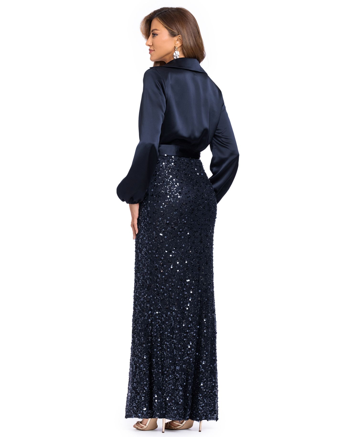 Women's Long-Sleeve Sequin Gown