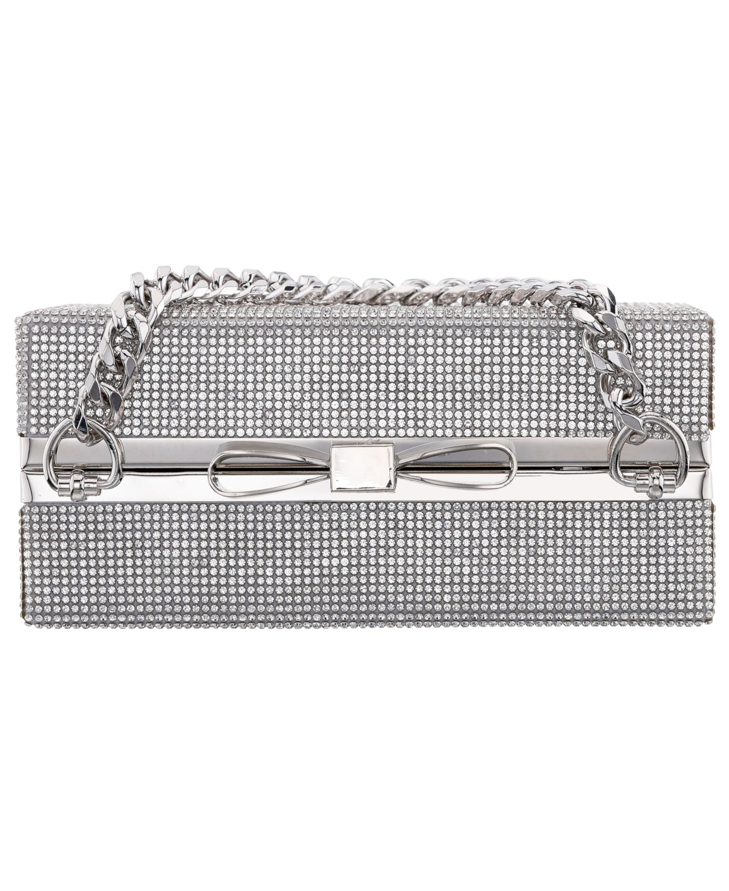 Женский клатч Nina Regalo All Over Crystal Box Mini Clutch Handbag, цвет: Серебряный — фото 7