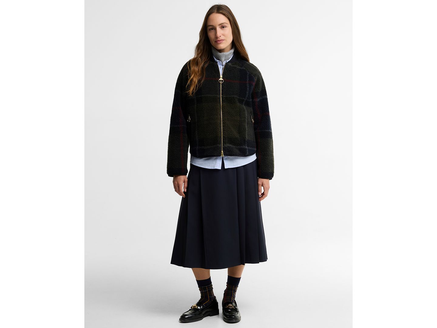 Женская куртка Barbour Kirklees Tartan Jacquard Half-Zip Fleece, цвет: Теневой — фото 2