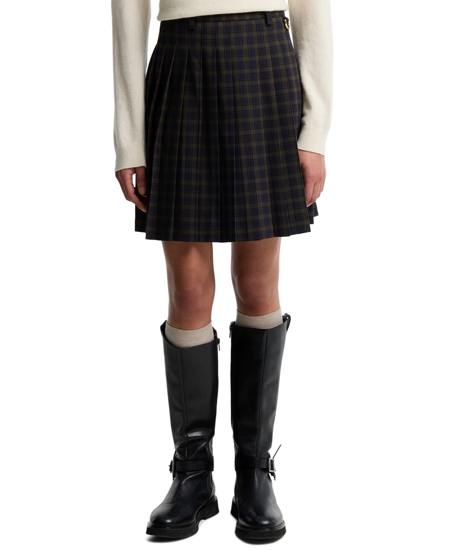 Женская юбка Barbour Carville Mini Pleated Plaid A-Line, цвет: Теневой — фото 1