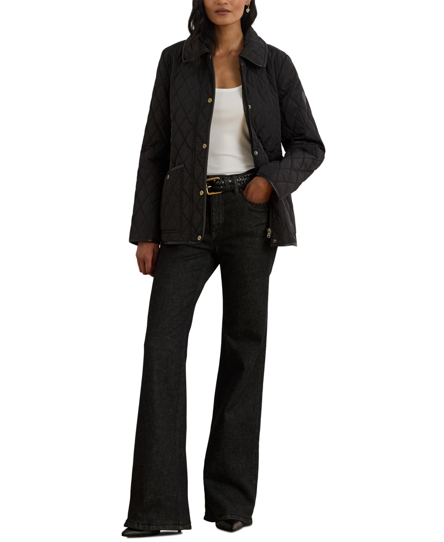 Женская куртка Lauren Ralph Lauren Petite Quilted Velboa-Lined, цвет: Чёрный — фото 2
