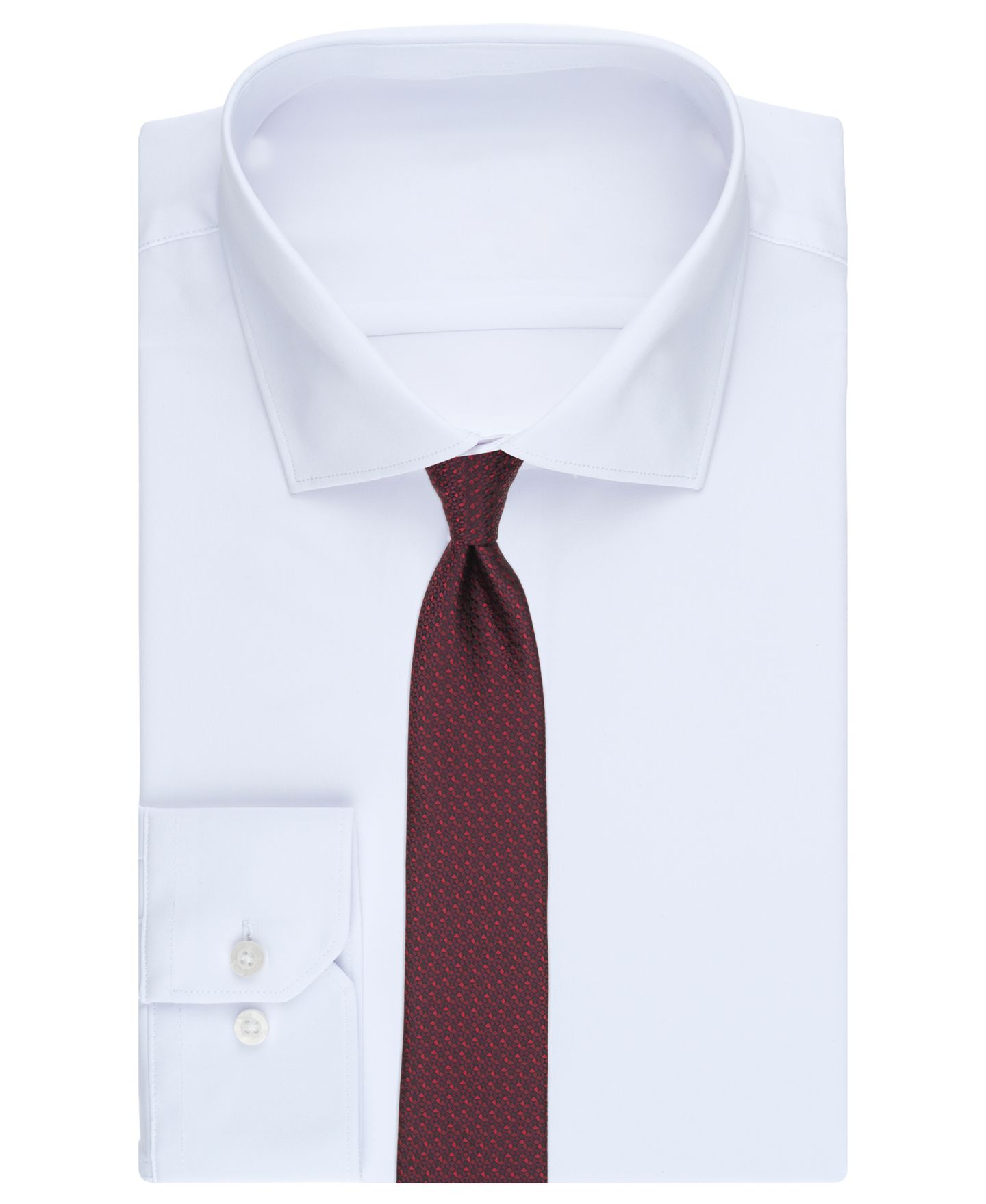 Мужской галстук Alfani Lennox Geo Geometric-Print Slim Tie, цвет: Бордовый — фото 3