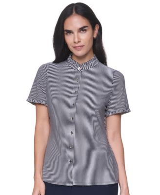 Women's Short-Sleeve Striped Ruffle Blouse