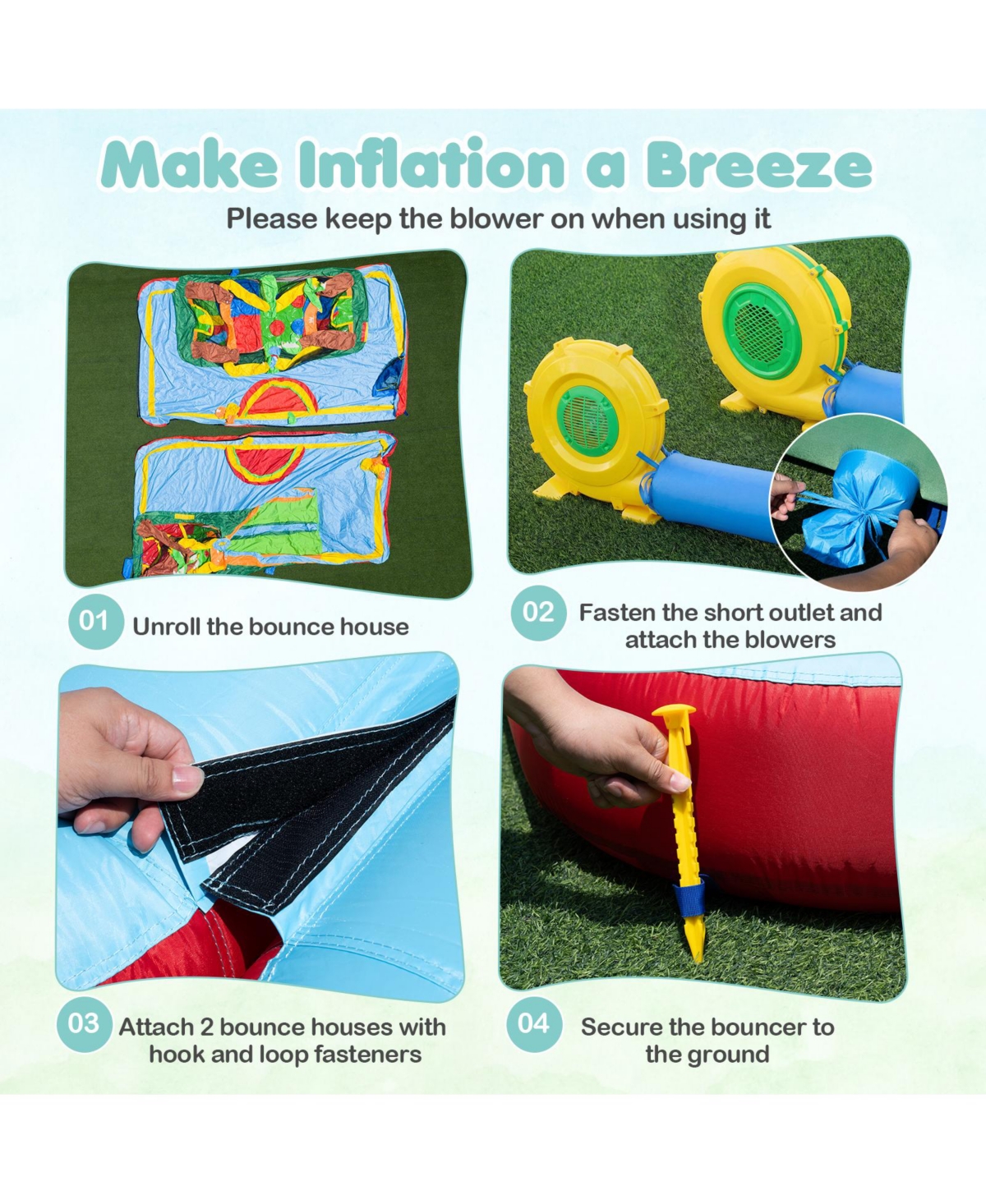 Gymax Inflatable Water Slide Park with Double Slides Splash Pools Jumping Area Blower