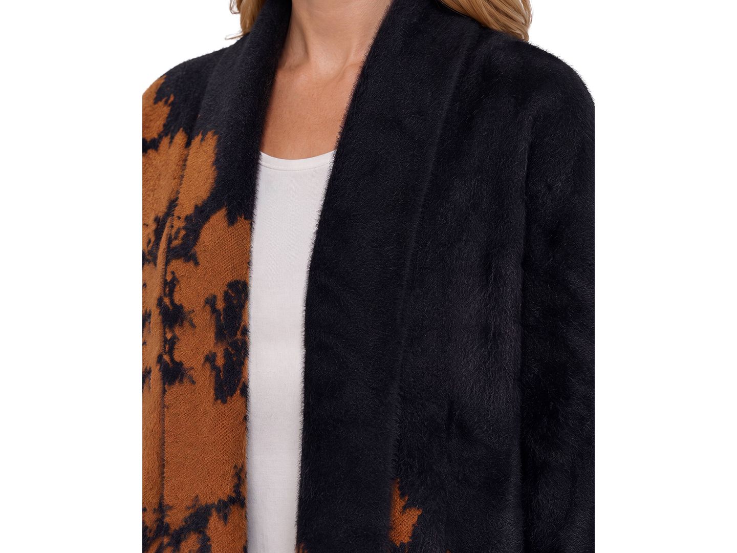 Женский кардиган Liverpool Los Angeles Oversized Shawl-Collar, цвет: Коричневый / Чёрный с принтом — фото 2