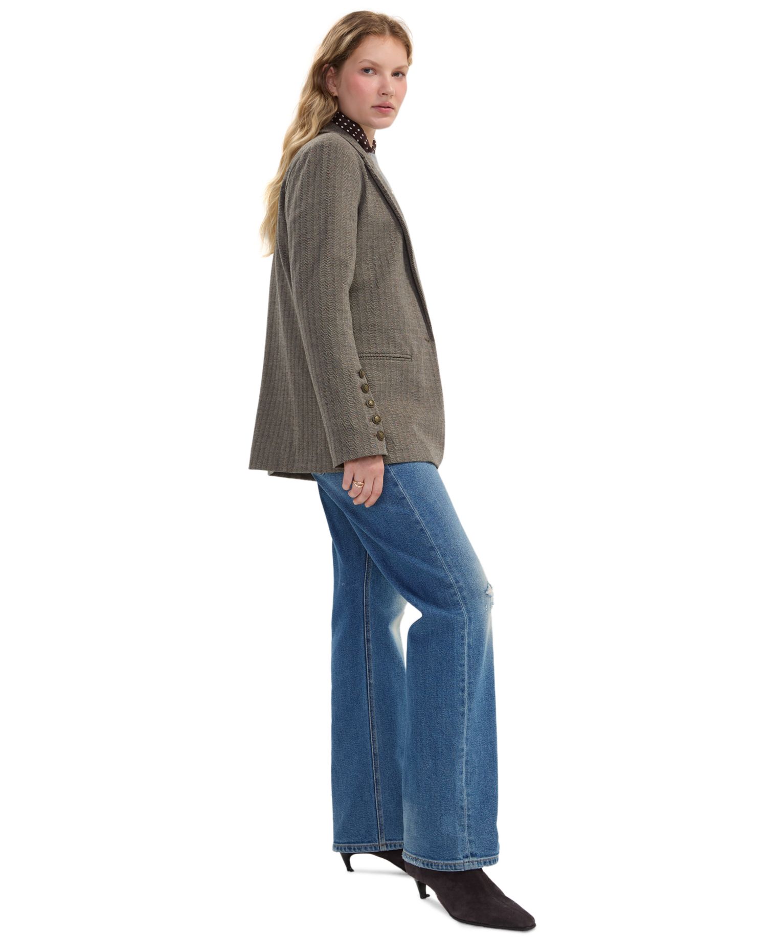 Women's Herringbone Notch Collar Blazer