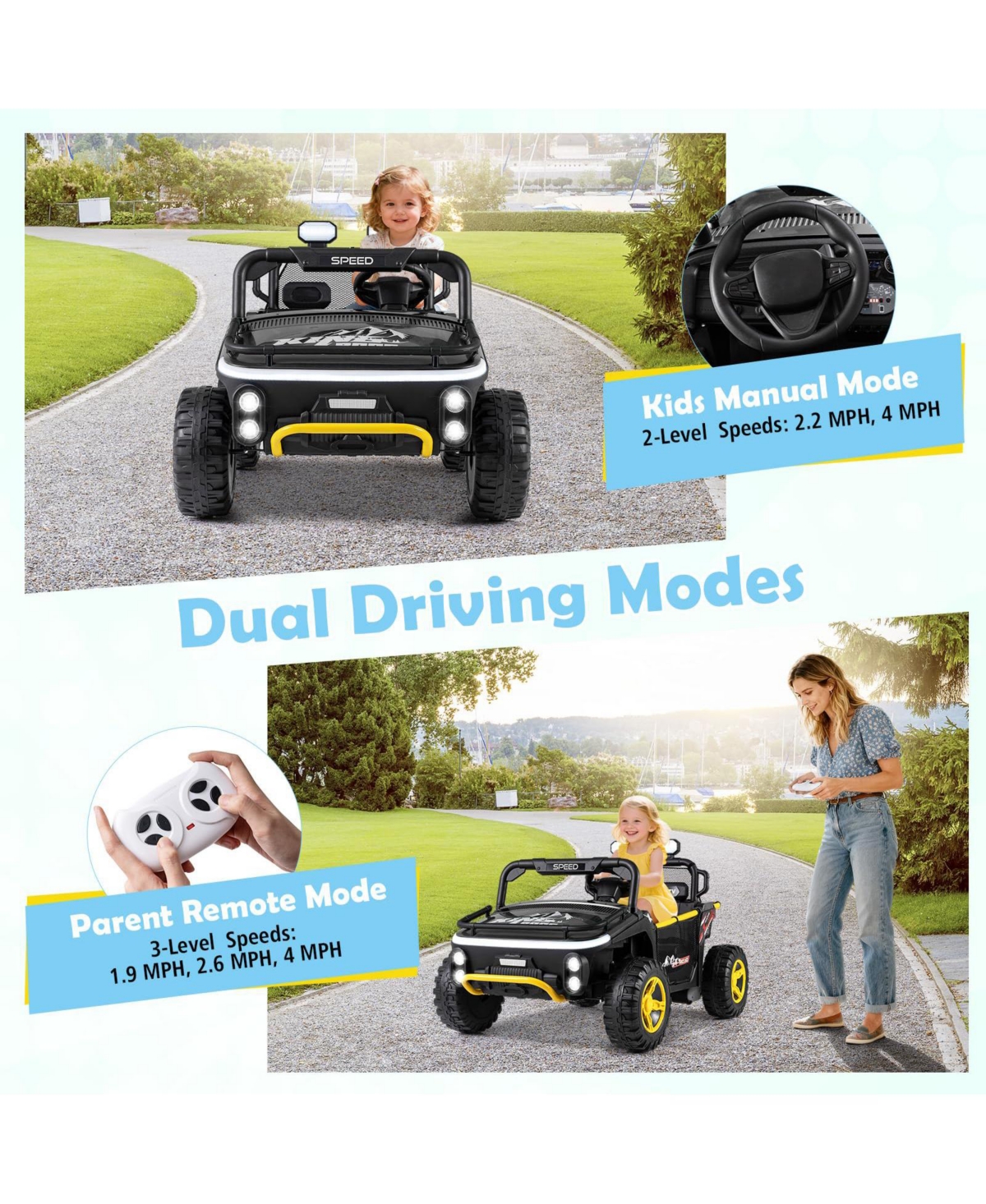 Mecale 24V 2-Seater Remote-Control Ride-On Truck, Ages 3+