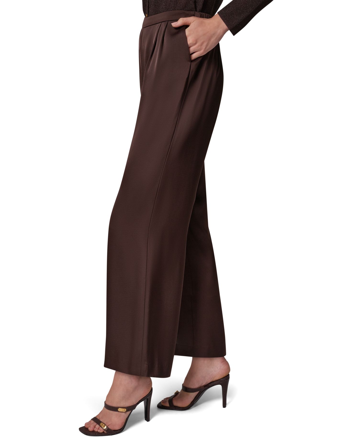 Petite High-Rise Wide-Leg Satin Pants