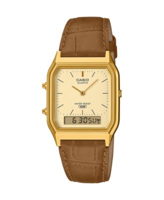 Unisex Vintage Analog-Digital Japanese Quartz Brown Leather Watch 29.8mm