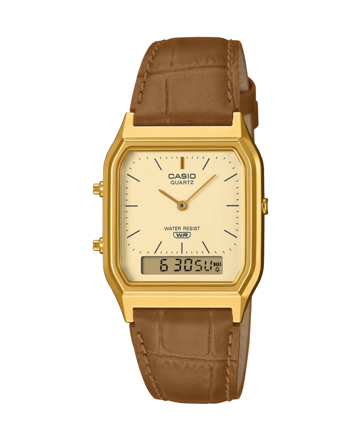 Casio Unisex Vintage Analog-digital Japanese Quartz Brown Leather Watch 29.8mm