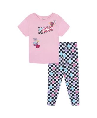 Girls' 4-16 Sparkle Smash Graphic Checkerboard T-Shirt and Leggings Set