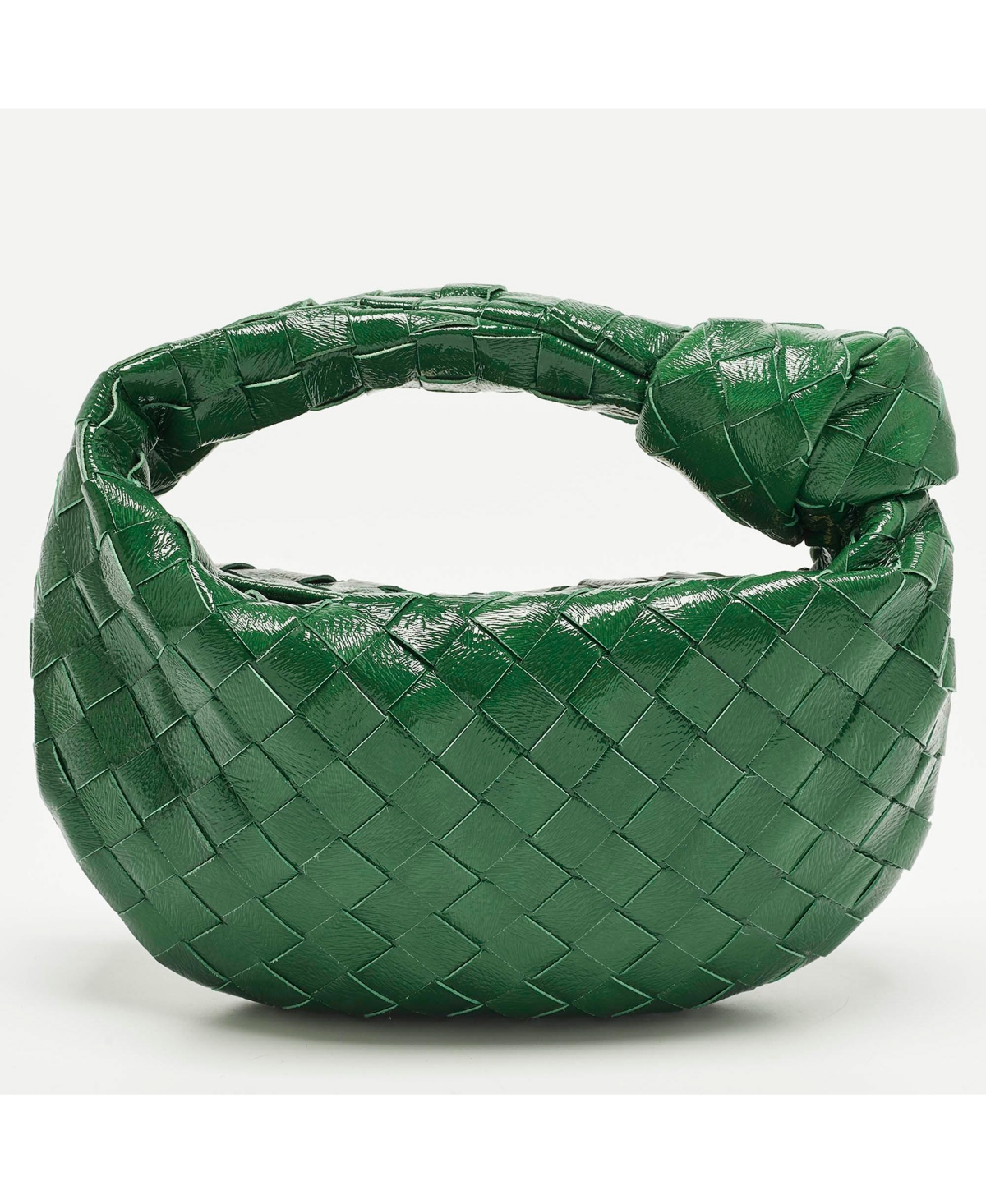 Pre-Owned Women's Bottega Veneta Mini Jodie Intrecciato Patent Leather Hobo Bag