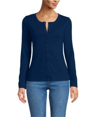 Petite Long Sleeve Micro Rib Button Through Cardigan