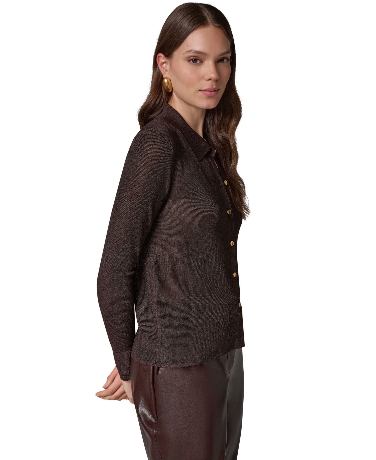 Petite Long-Sleeve Fitted Polo Shirt
