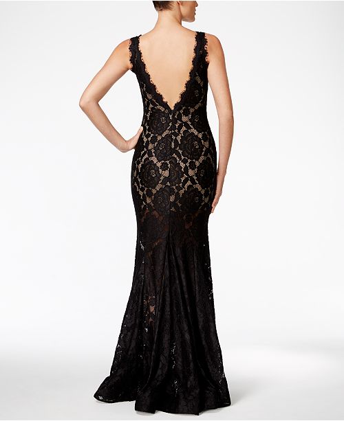 betsy and adam v neck gown
