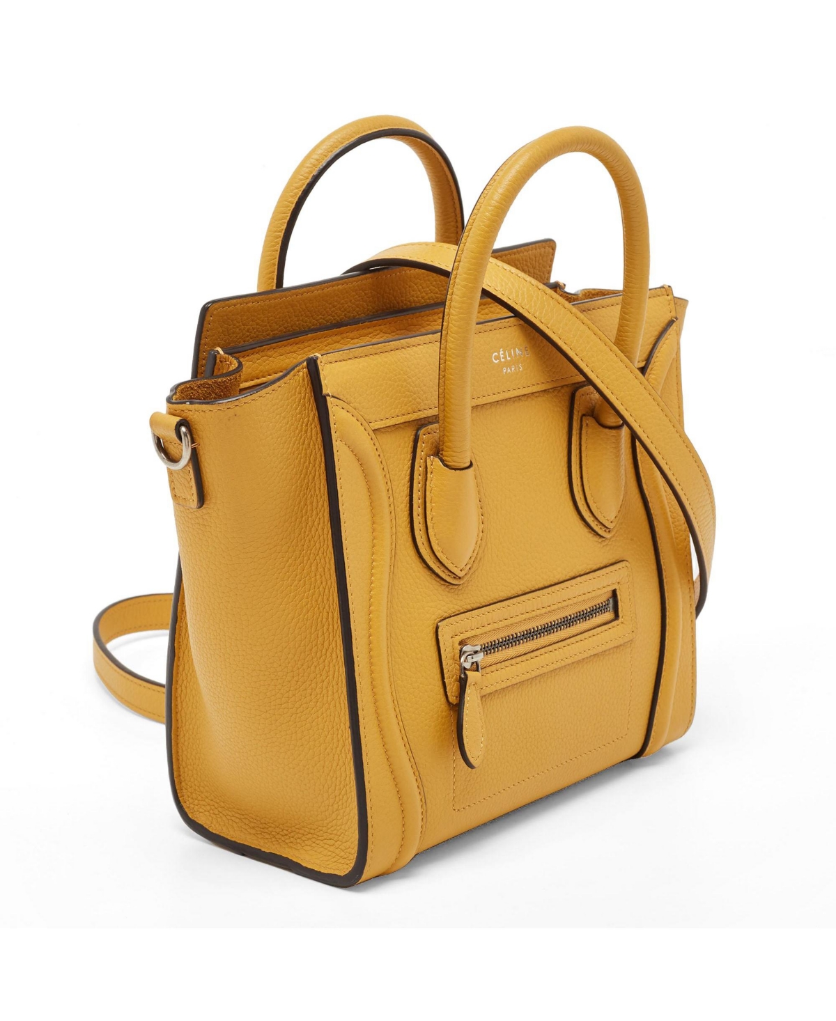 Pre-Owned Celine Women's Nano Luggage Tote in Yellow Grained Leather