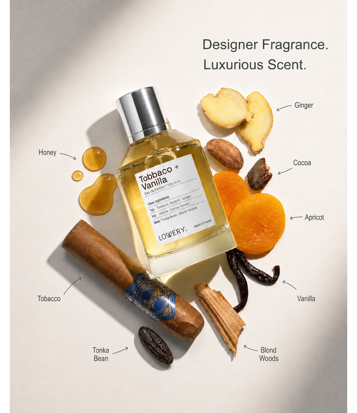 LoveryPlus Tobacco + Vanilla Eau de Parfum 3pc Gift Set - 3.4fl oz Perfume Gift Set with Mini Perfume and Free Gift Sample