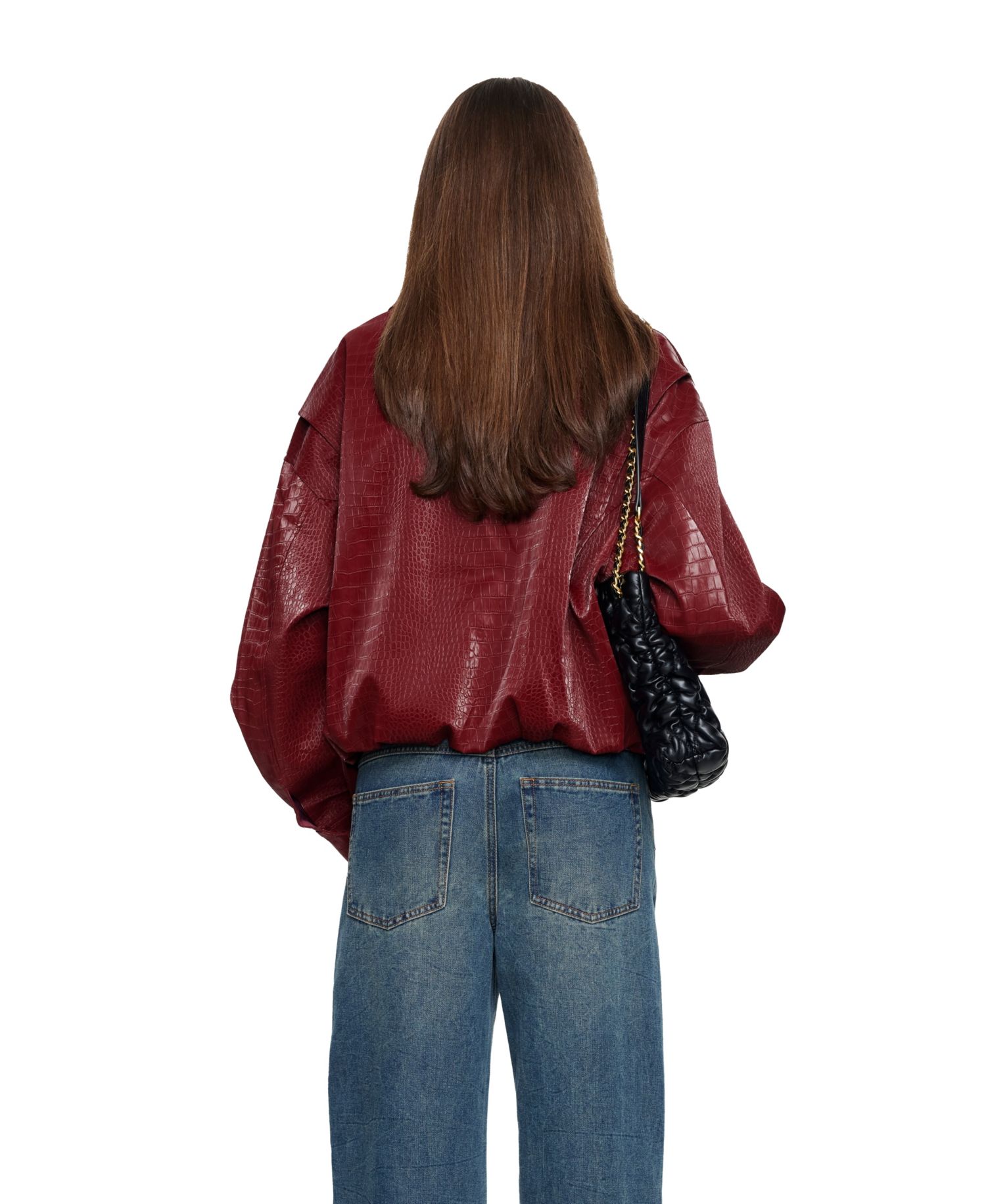 Women's Kenny Crocodile-Embossed Unlined Bomber Jacket