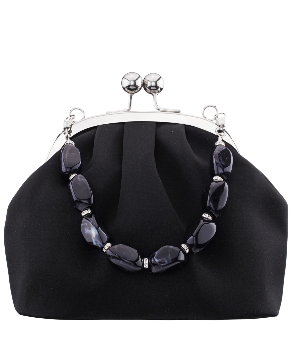 Nina Beaded Vintage Style Mini Frame Handbag - Black