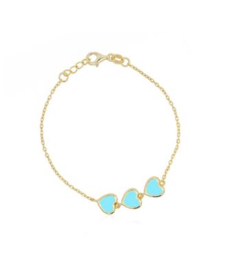 Turquoise Trio Heart Bracelet 14K Gold-Plated Sterling Silver