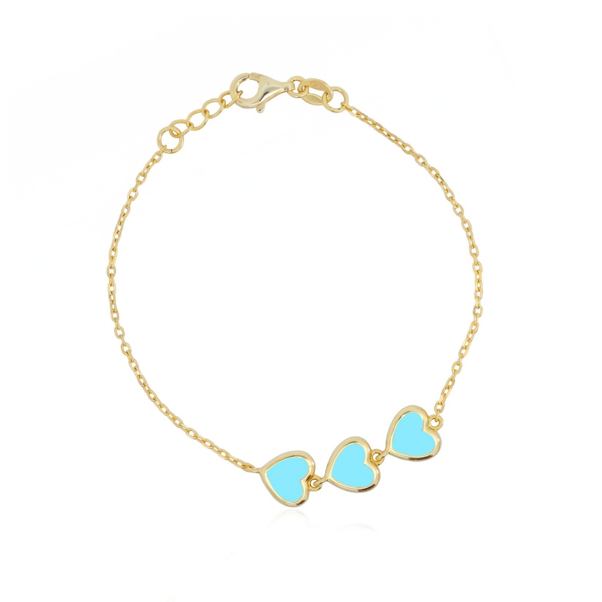 The Lovery Turquoise Trio Heart Bracelet 14K Gold-Plated Sterling Silver - Turquoise