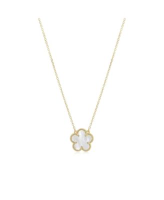 Mother of Pearl Single Spring Flower Necklace 14K Gold-Plated Sterling Silver
