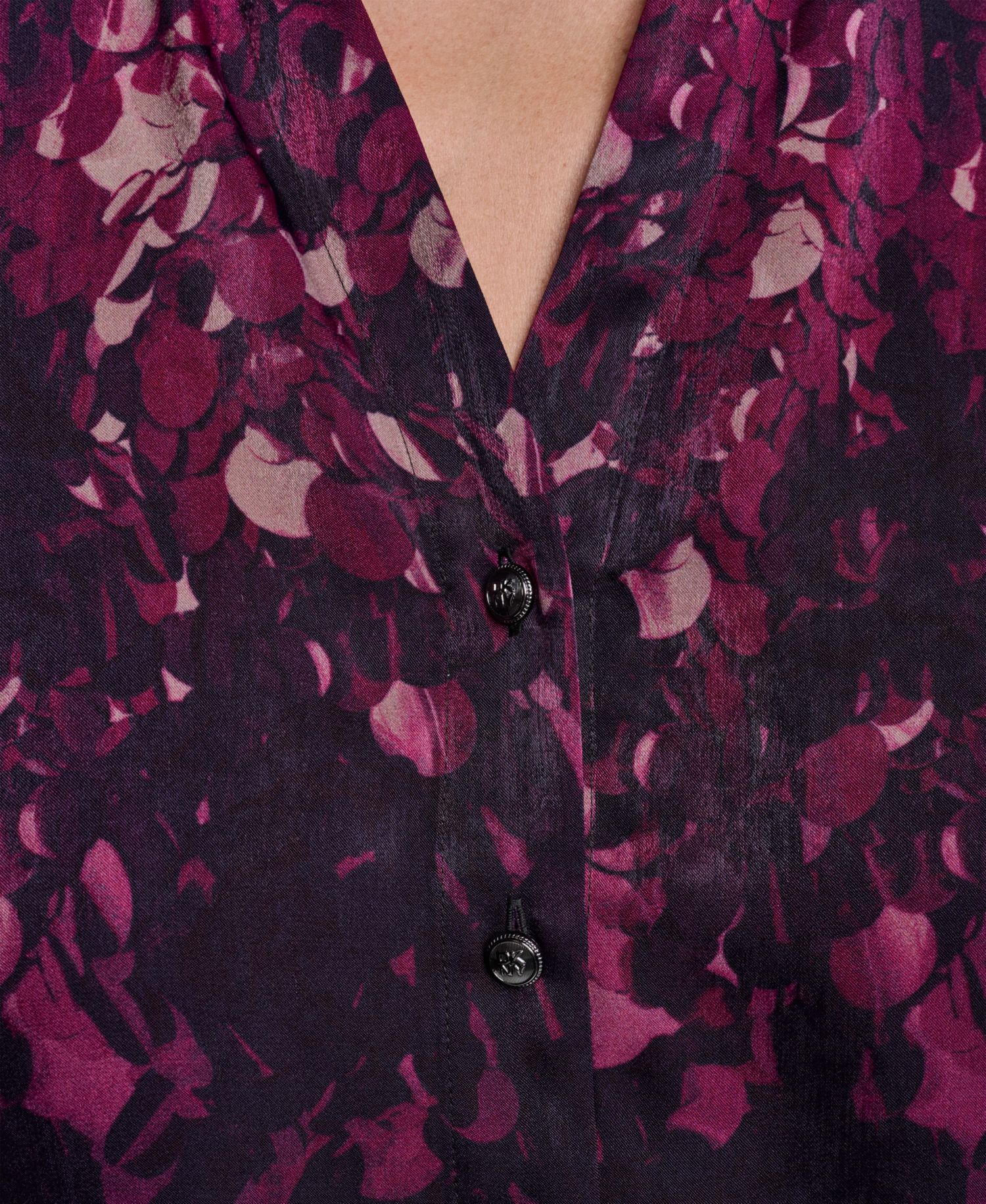 Women's Long-Sleeve Button-Down Faux Leather Collar Blouse