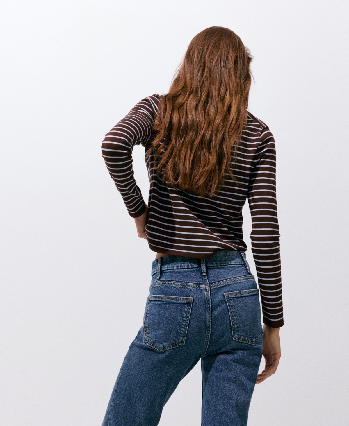 Mango Women's Striped Long-Sleeve Crewneck Cotton-Blend Sweater