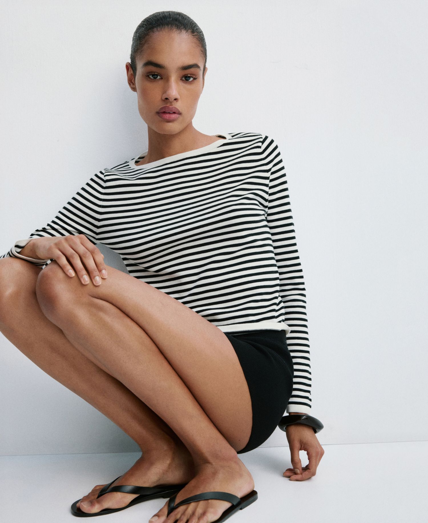 Women's Striped Crewneck Long-Sleeve Sweater