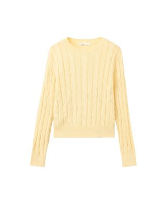 Women's Braided Knit Crewneck Long-Sleeve Sweater