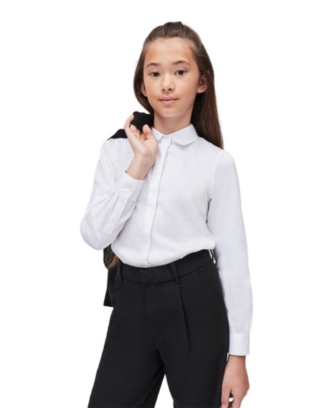 Рубашка Calvin Klein Long-Sleeve Refined Tailored для девочек, цвет: Белый