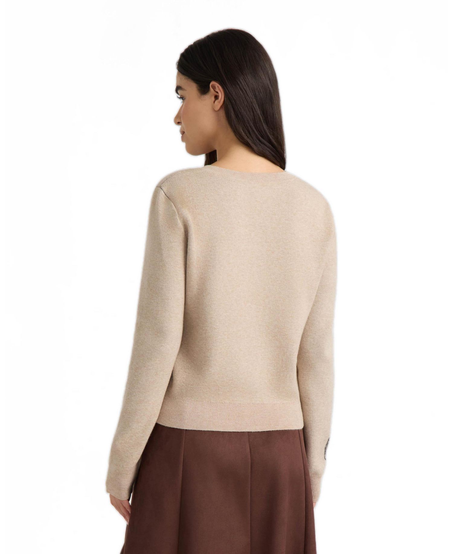 Women's Fitted Crewneck Long-Sleeve Cardigan