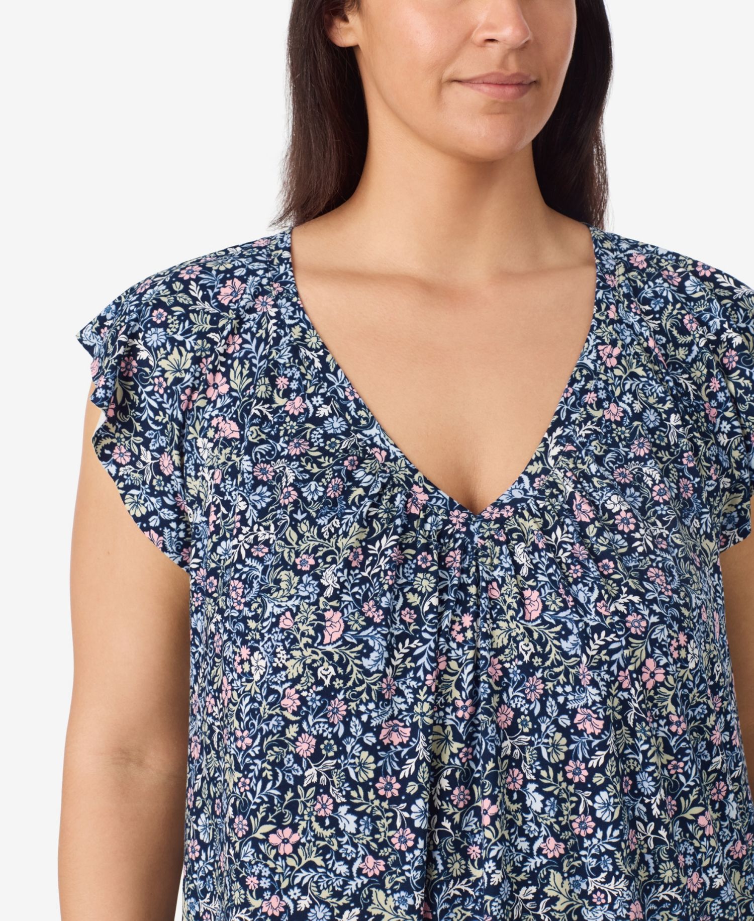 Plus Size V-Neck Flutter-Raglan Sleeve Top and Cropped Pant Set
