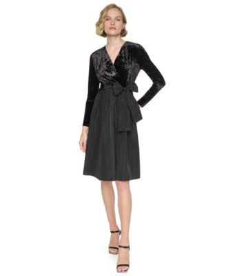 Women's V-Neck Fit & Flare Velvet Dress