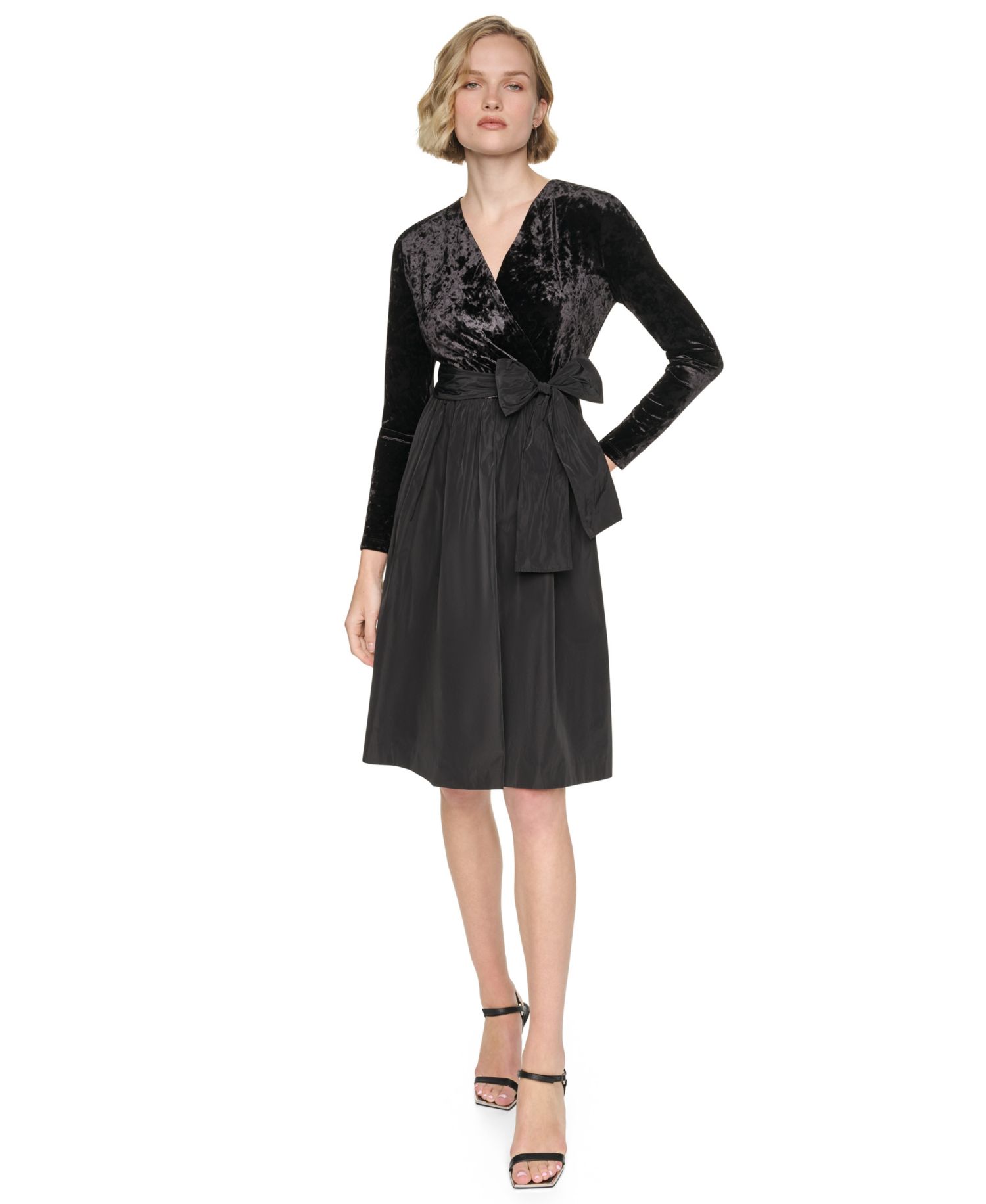 Women's V-Neck Fit & Flare Velvet Dress