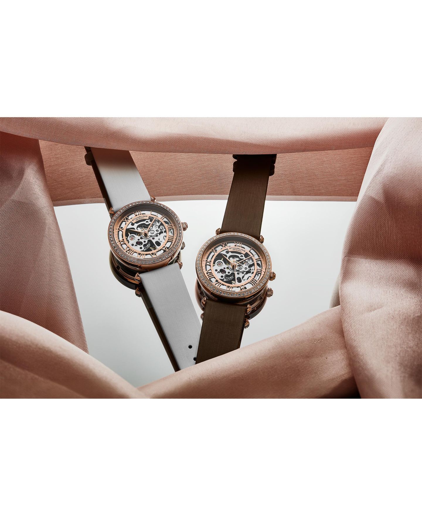 Женские часы Stuhrling Legacy Brown Leather, Two-Tone Rose-Gold Dial, 45mm Round Watch, цвет: Коричневый — фото 3