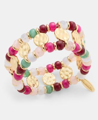Acrylic Gold-Tone Beaded Stretch Bracelet