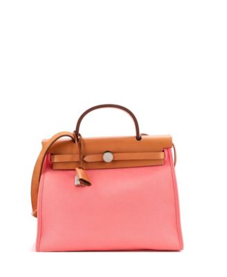 Pre-Owned Hermes 31 Herbag Zip Leather and Toile