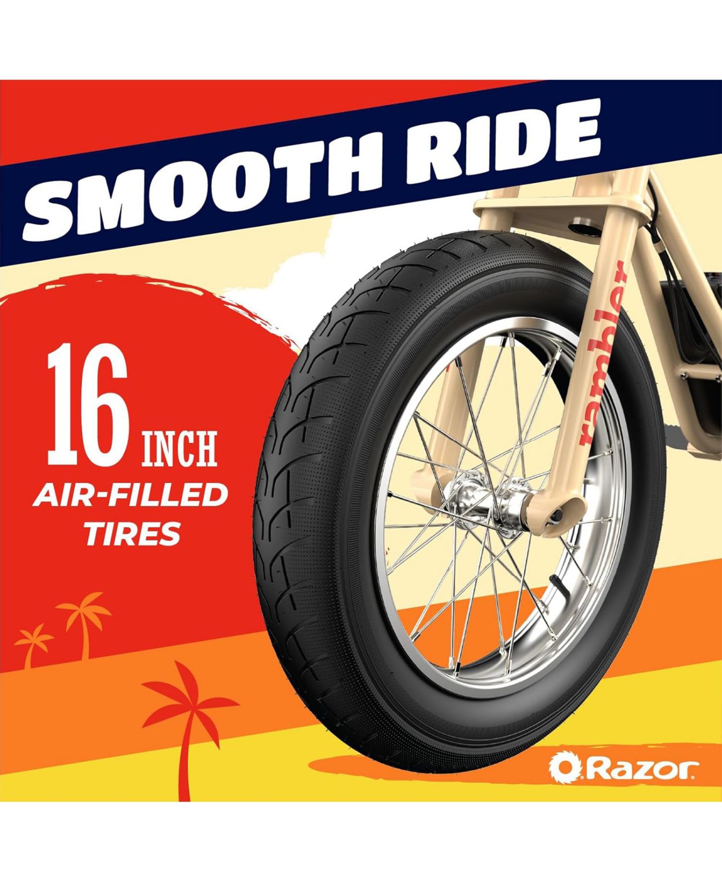 Детская игрушка Razor Rambler 16 Electric Retro Minibike with 350W Motor and 36V Battery, Tan — фото 2