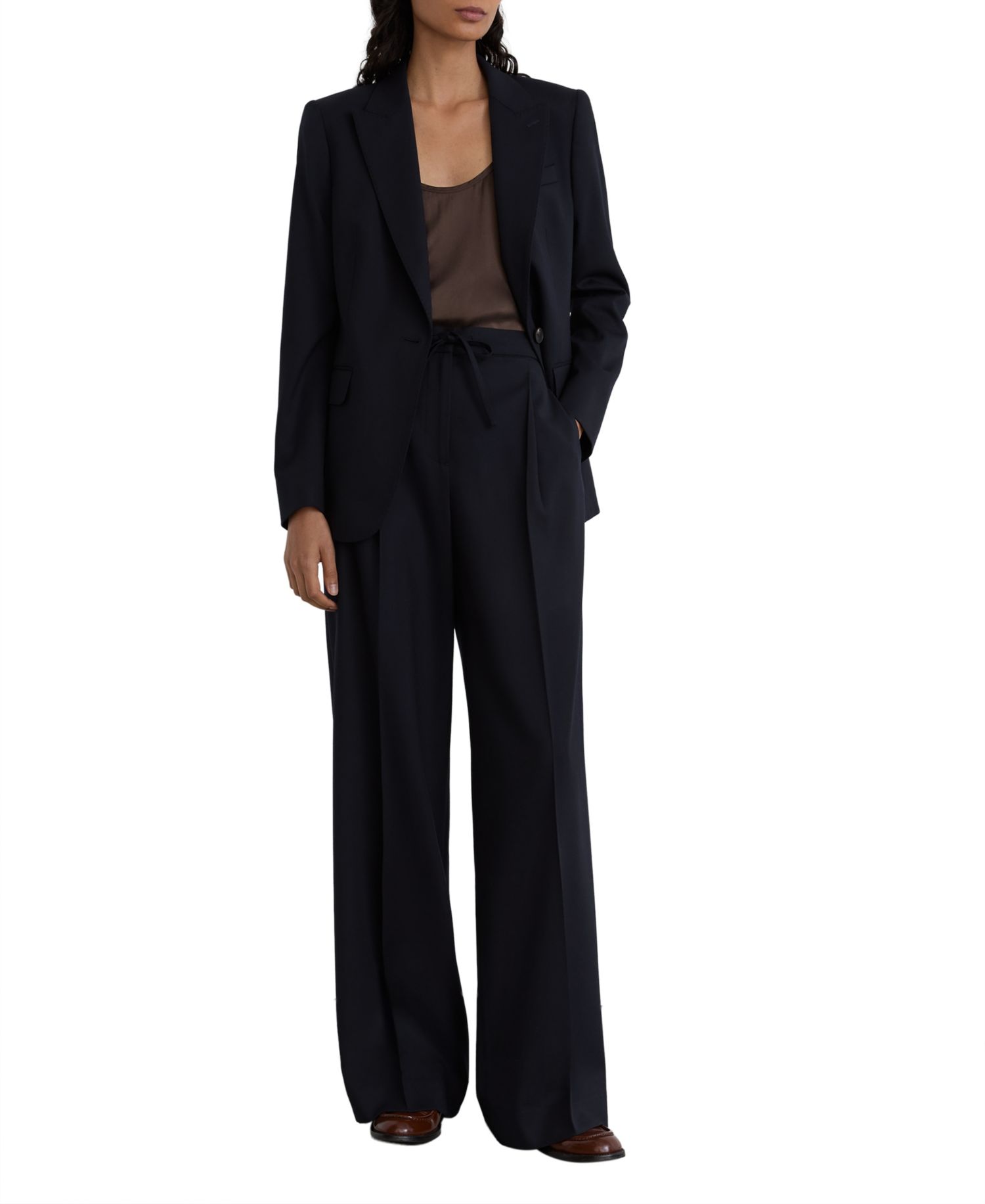 Women's Solene Wool-Blend Pleated Wide-Leg Trousers