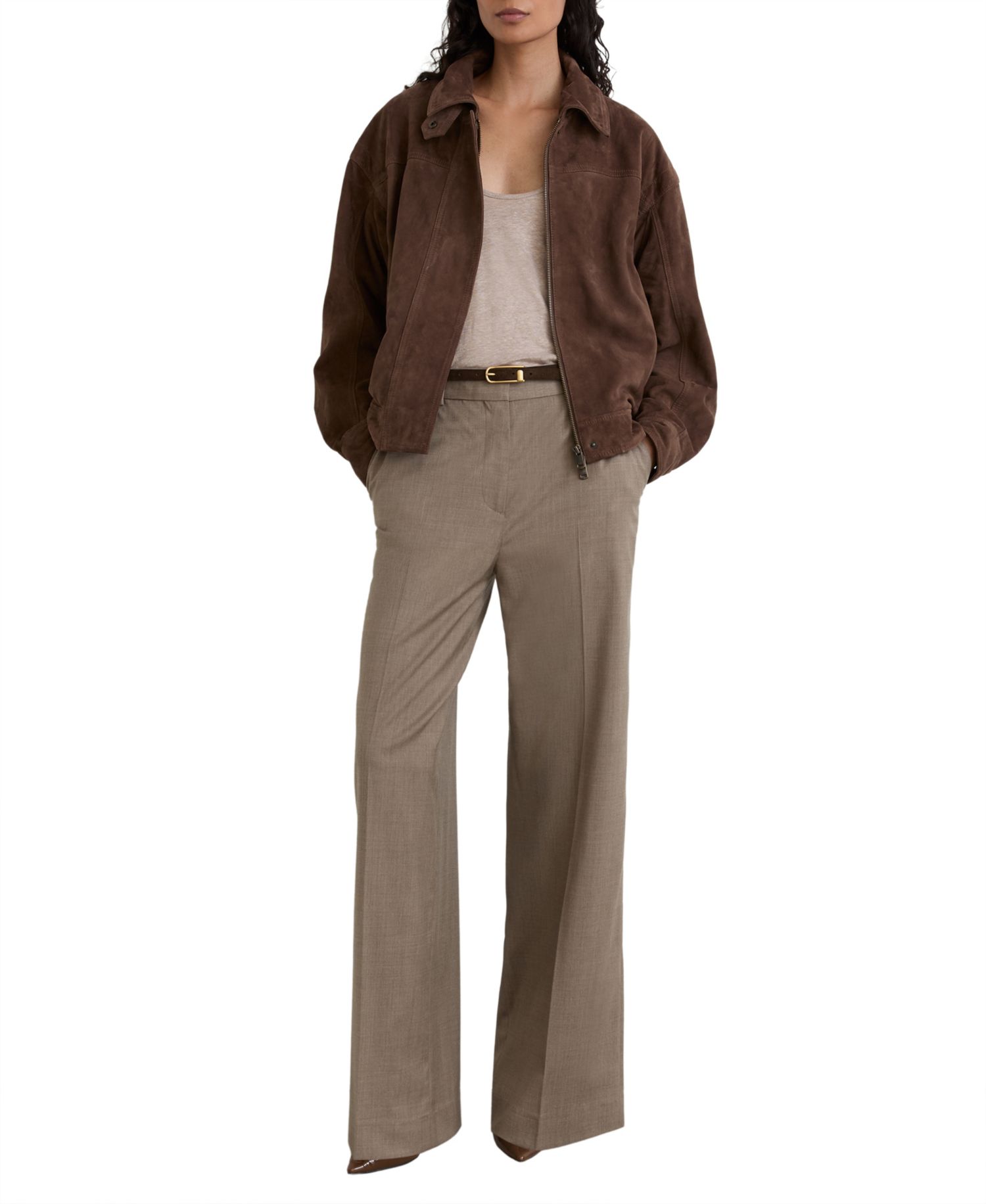 Women's Adie Wool-Blend Wide-Leg Trousers