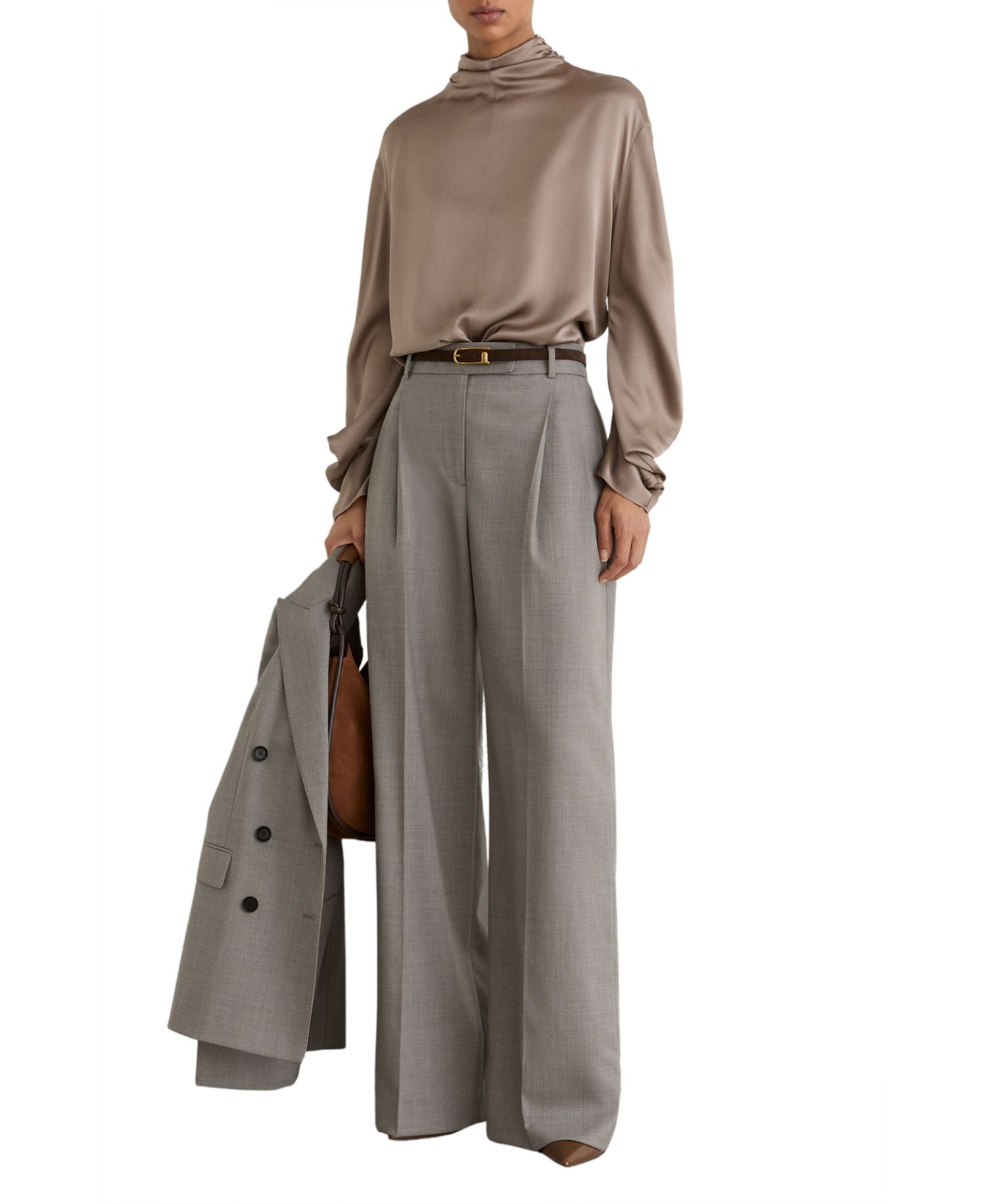 Women's Meena High-Neck Long-Sleeve Silk Blouse
