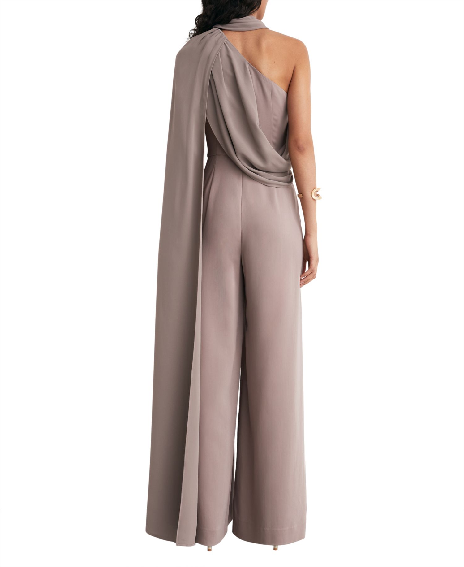 Women's Carrie One-Shoulder Draped Wide-Leg Jumpsuit