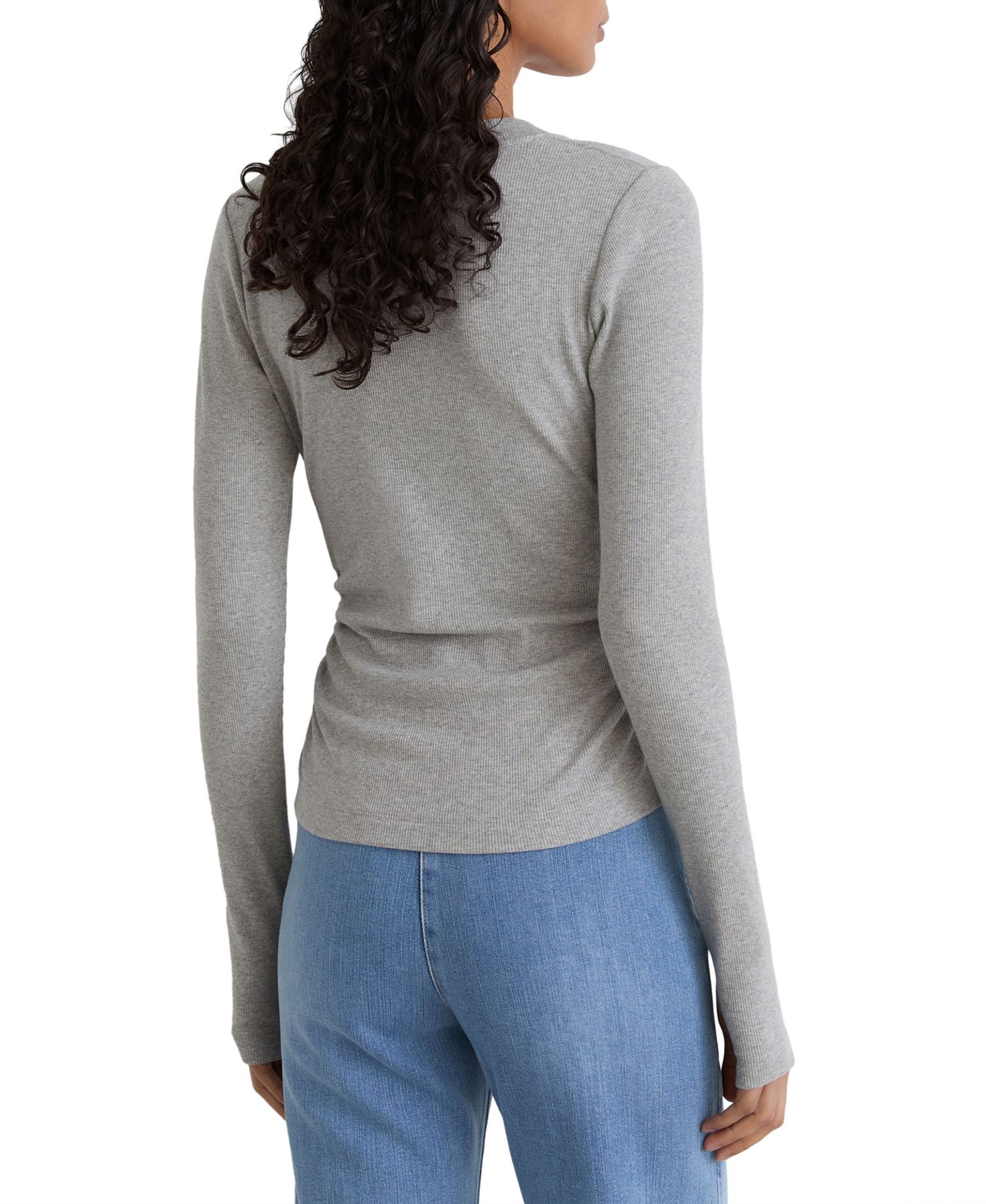 Women's Sandrine Long-Sleeve V-Neck Ruched T-Shirt