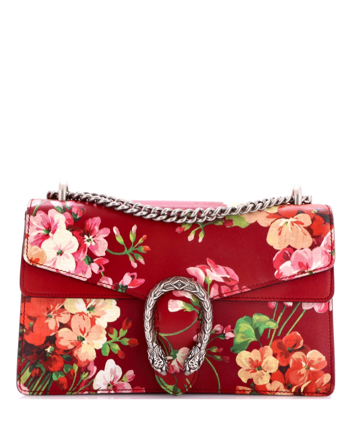 Pre-Owned Gucci Small Dionysus Bag Blooms Print Leather - Red
