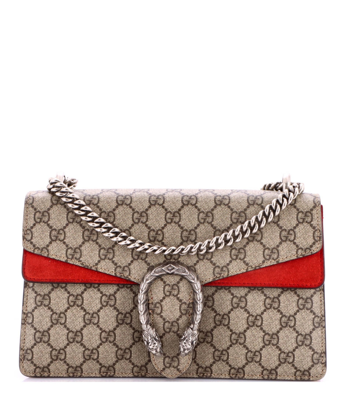 Pre-Owned Gucci Small Dionysus Bag Gg Coated Canvas - Red