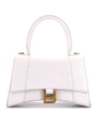 Small Hourglass Top Handle Bag Embossed Leather