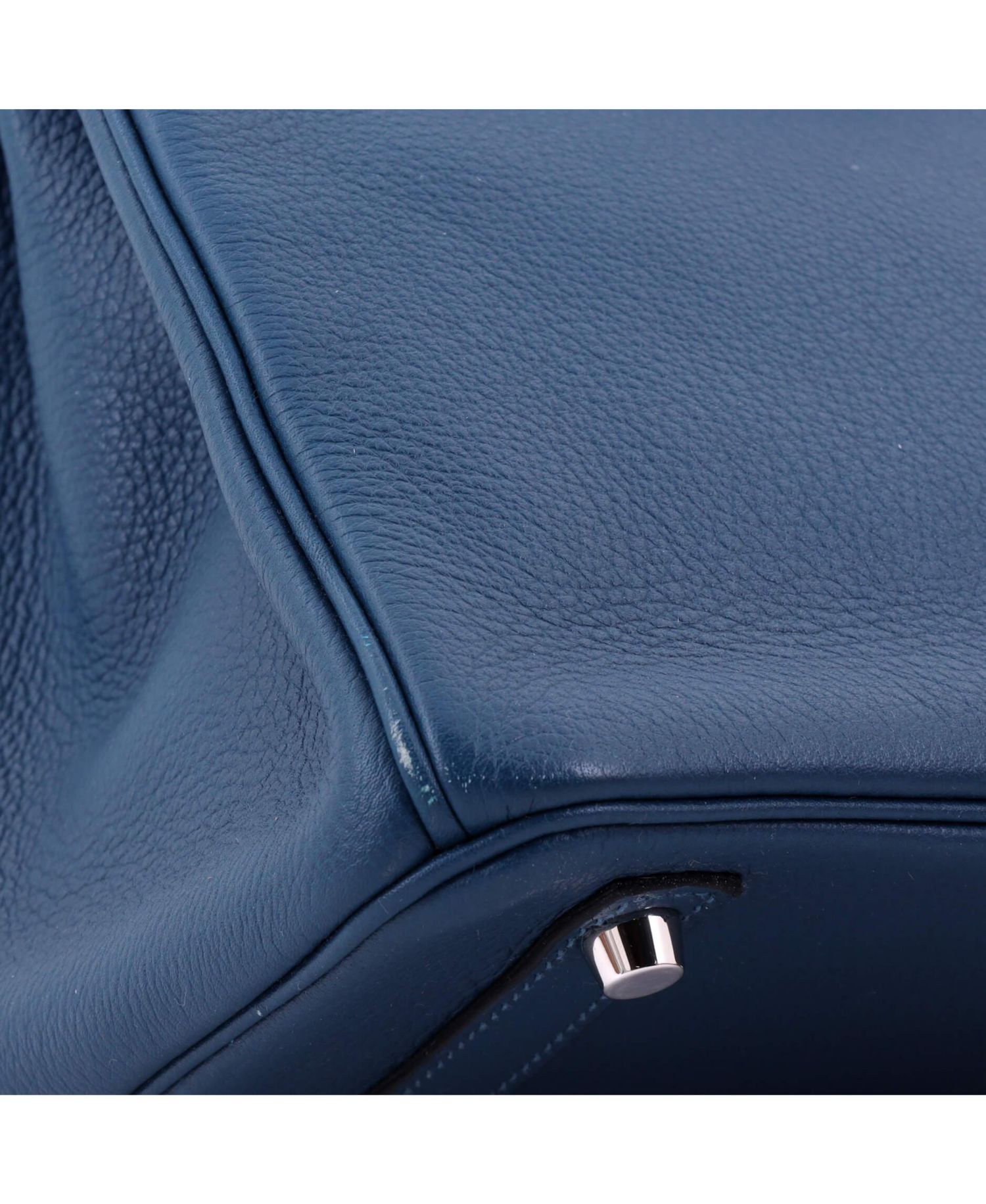 Pre-Owned Hermes Birkin 30 Handbag Blue Novillo with Palladium Hardware